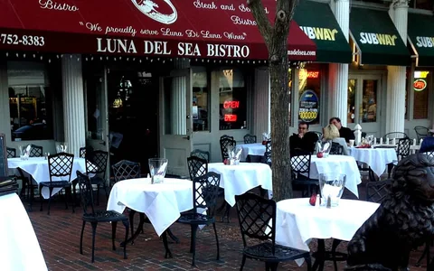 Outdoor tables outside Luna Del Sea Baltimore.