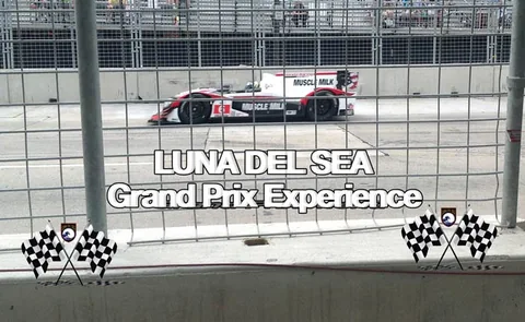 Red and black race car on the Baltimore street circuit.